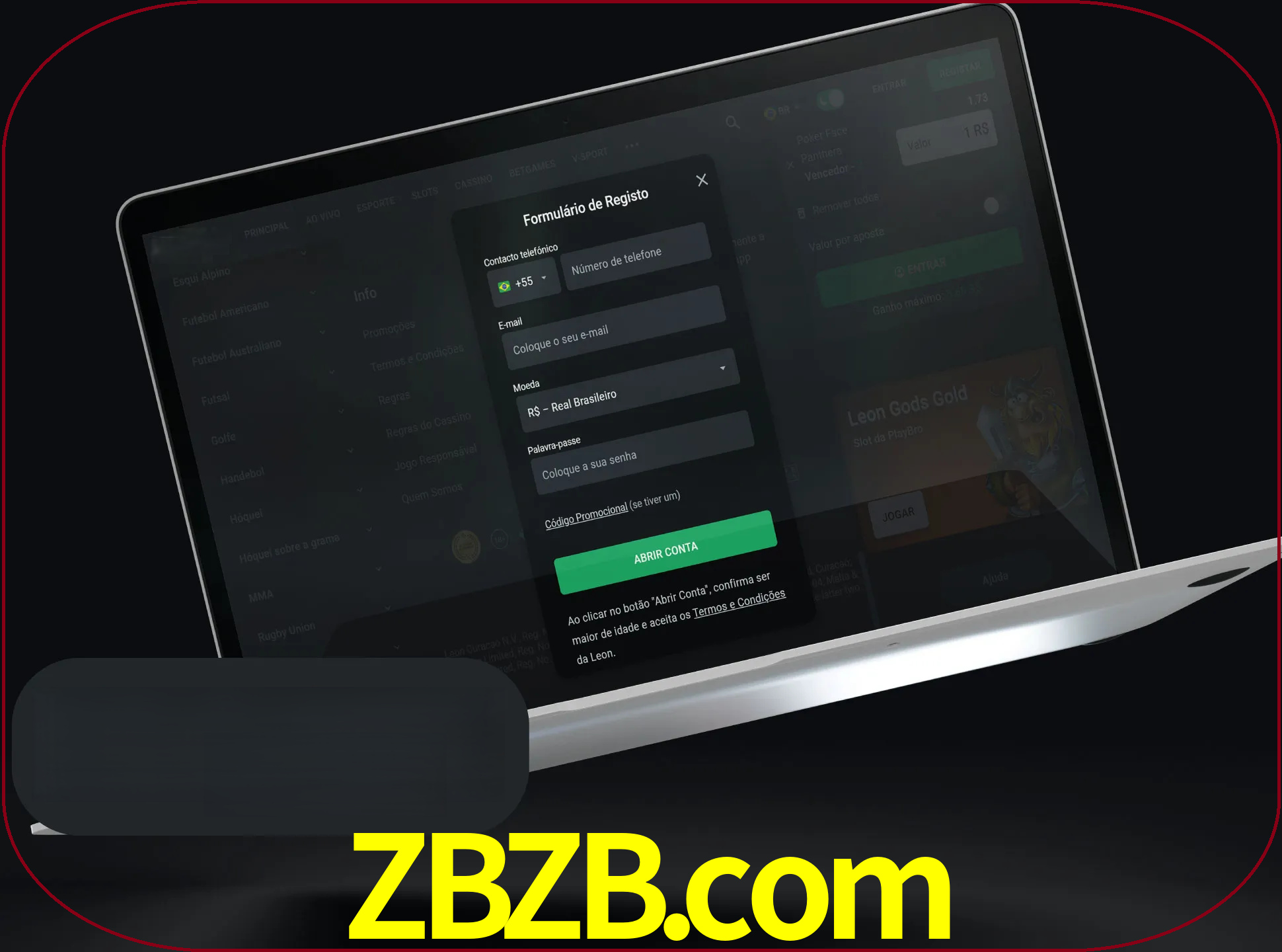 Abra o site da LeonBet e crie sua própria conta.