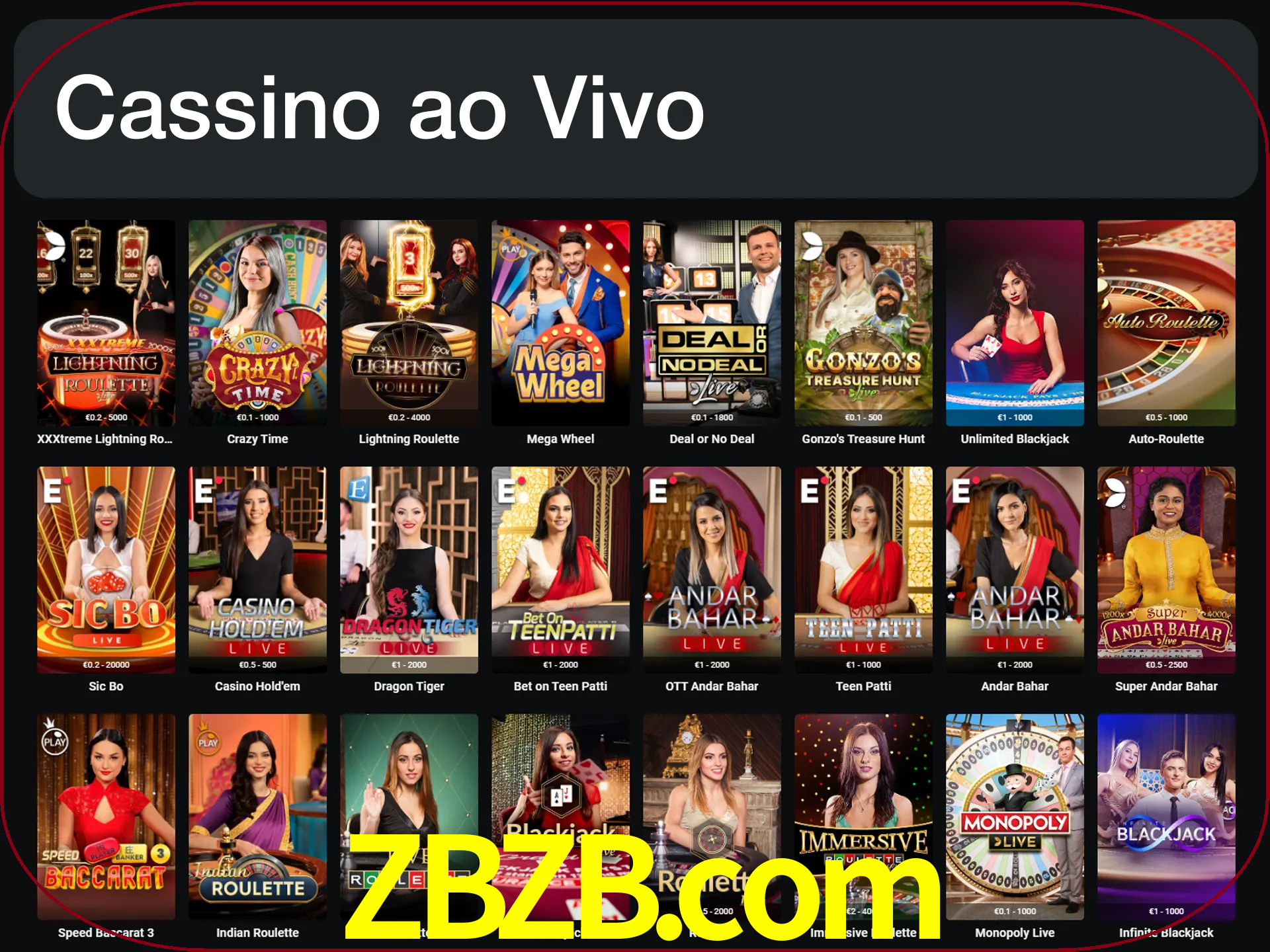 Jogue jogos de cassino com um verdadeiro dealer.