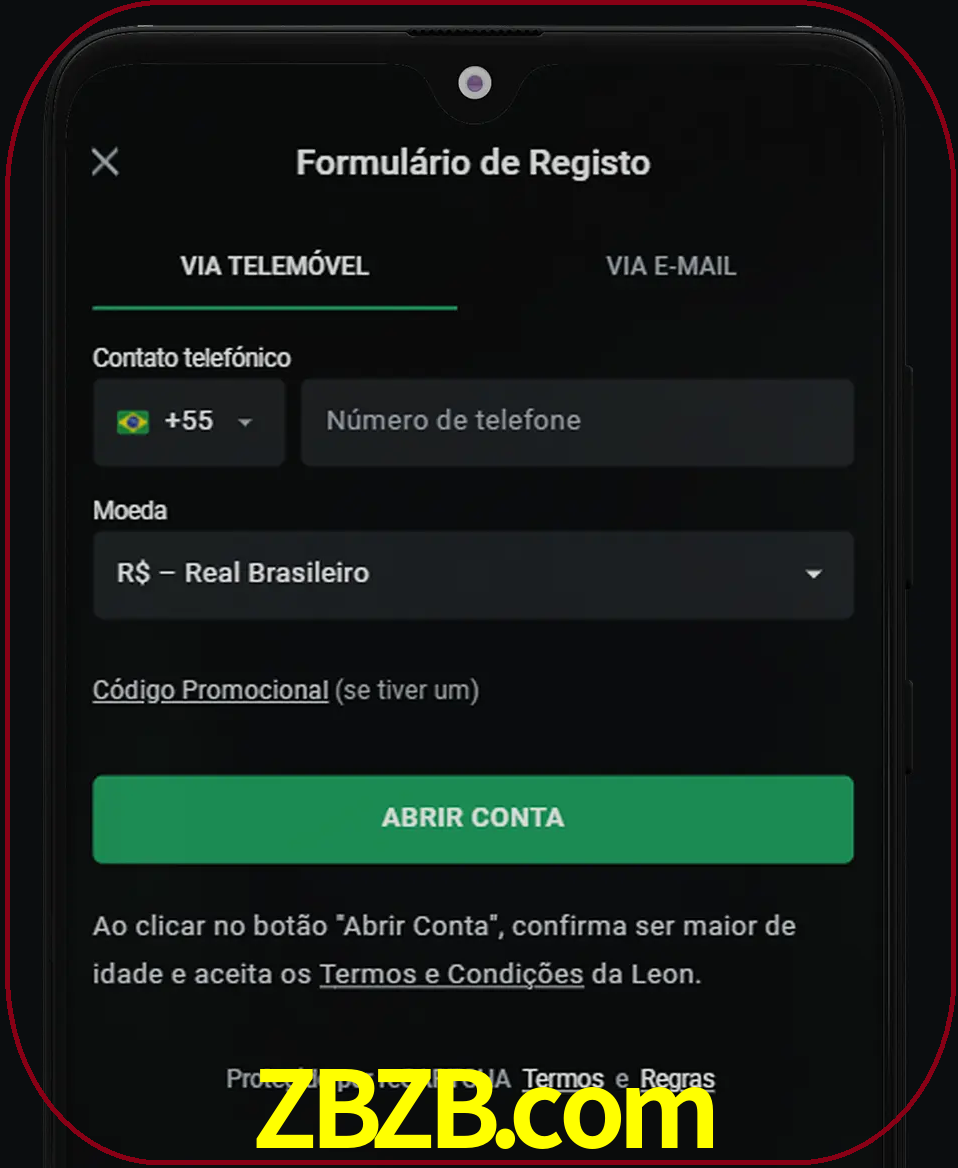 Abra o aplicativo e inicie o processo de registro.
